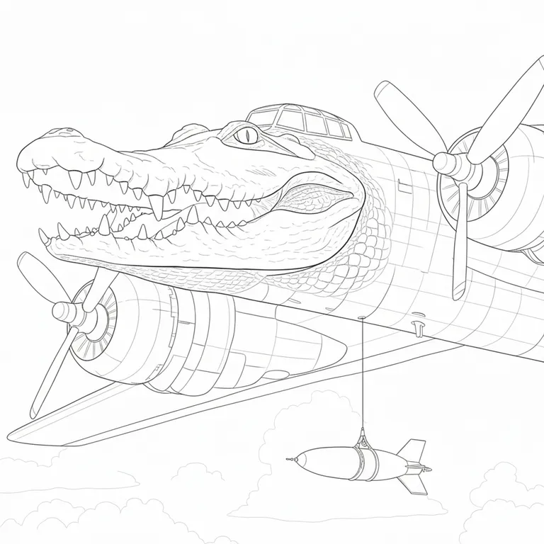 Bombardiro Crocodilo ぬりえ