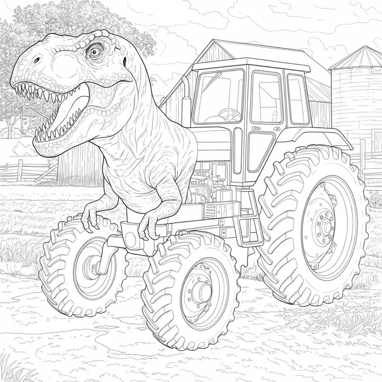 Tractoro Dinosauro ぬりえ